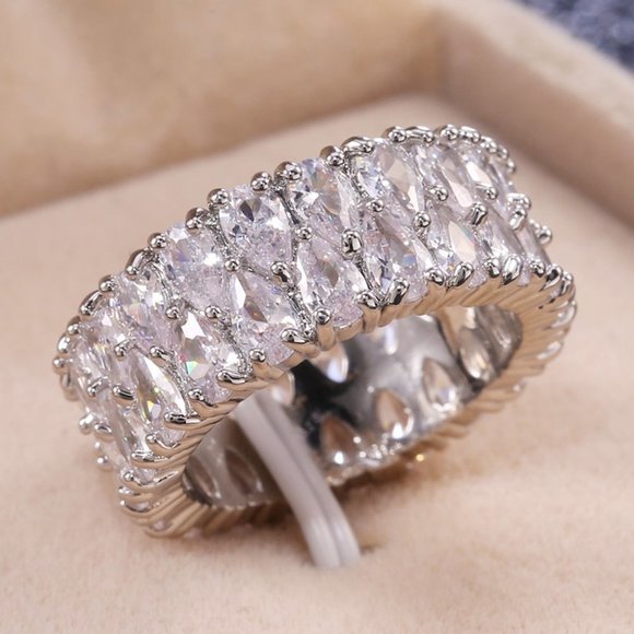 💎 Round Full Zircon Stone Dazzling Luxury Finger Rings for Women, PD121 - Picture 8 of 13